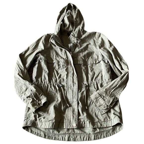 H&M DIVIDED Wm’s Sz 6 Army Green Hooded Full Zip Utility Jacket - Picture 1 of 4